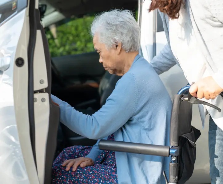 Palmer Medical Transport vehicle serving a passenger in Beltsville Maryland